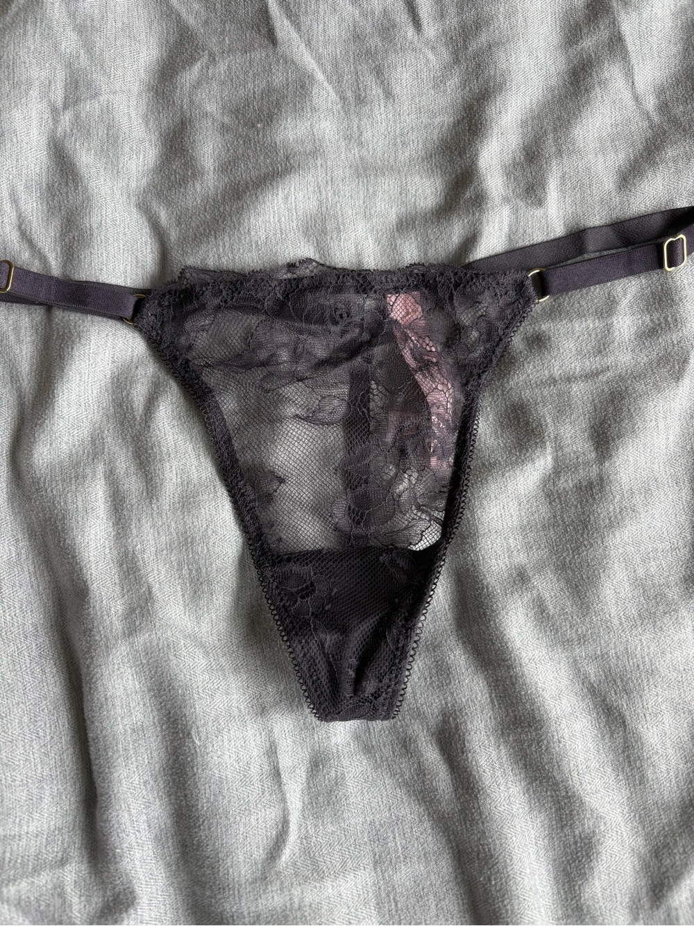 Victoria's Secret Black Sheer Lace Thong